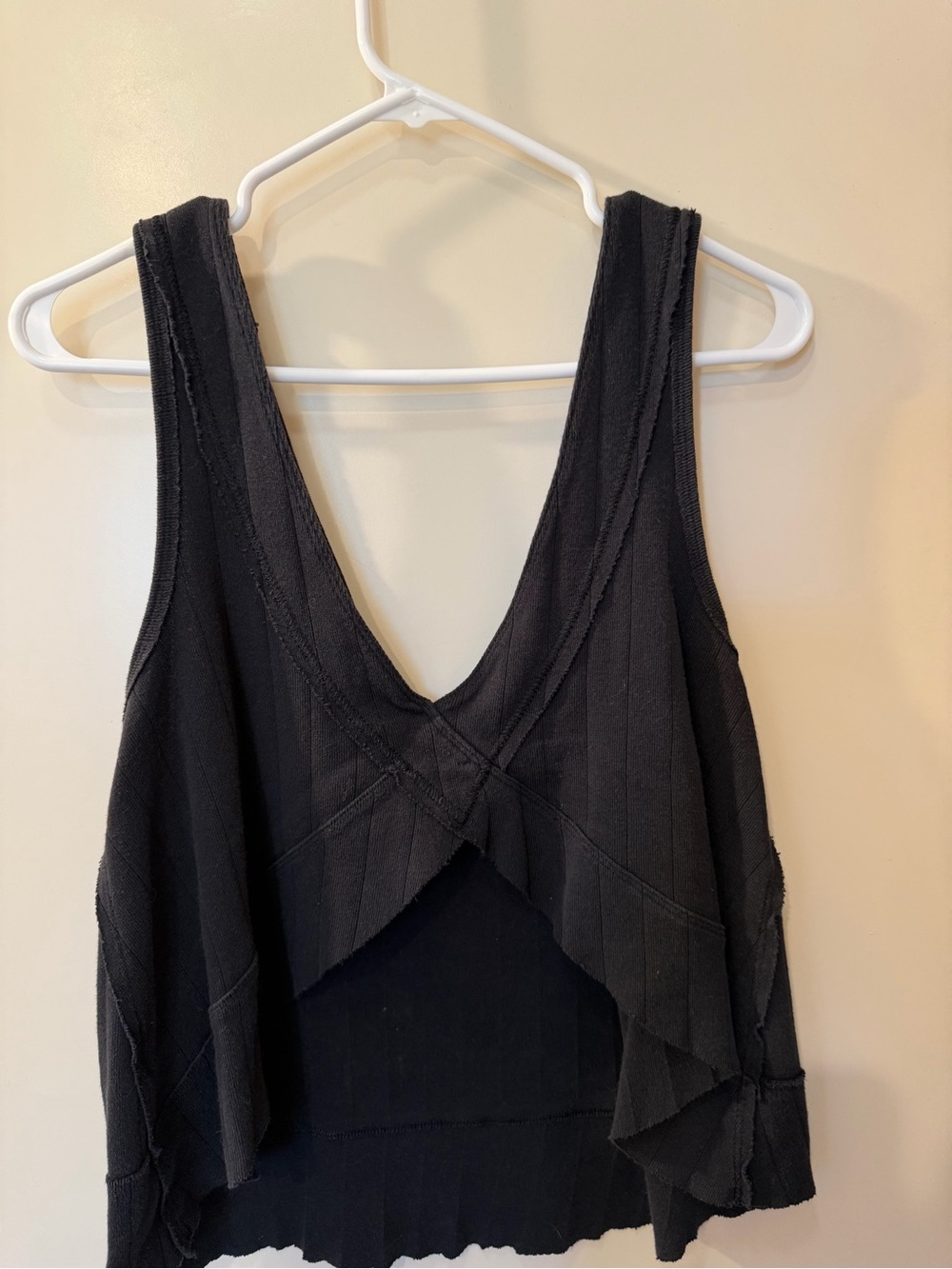 We The Free Black Asymmetrical Layered V-Neck Tank